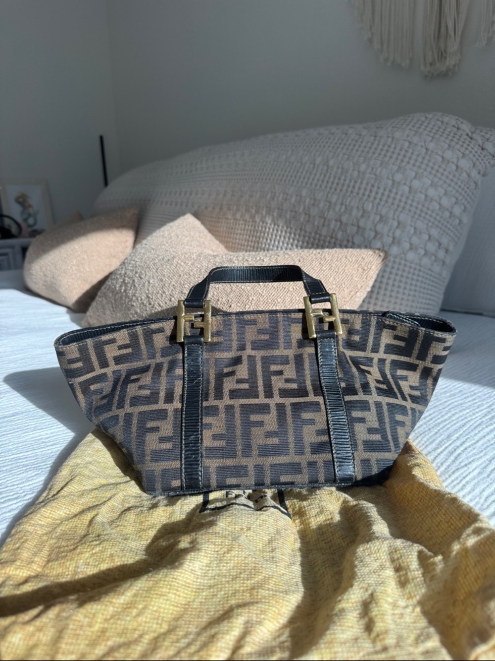Fendi Zucca Mini Tote Bag Vintage FF Logo Brown Canvas Authenticated w/ COA - Picture 4 of 13